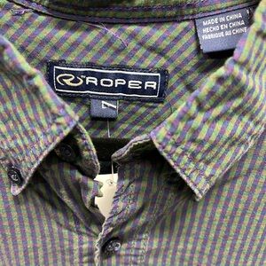 Vtg Roper Men's purple and green Striped Casual Shirt